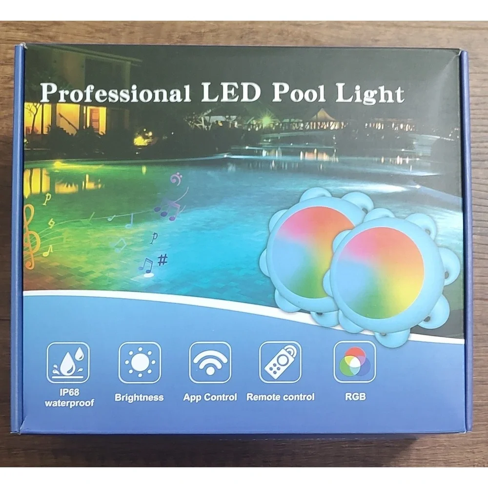 2 Pack 20W RGB Smart LED Pool Lights with APP & Remote Control - 2x33ft Cord A16